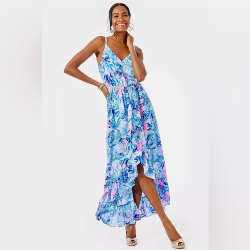Lilly Pulitzer Mareena Maxi Dress Salt Water Blue Shade Seekers